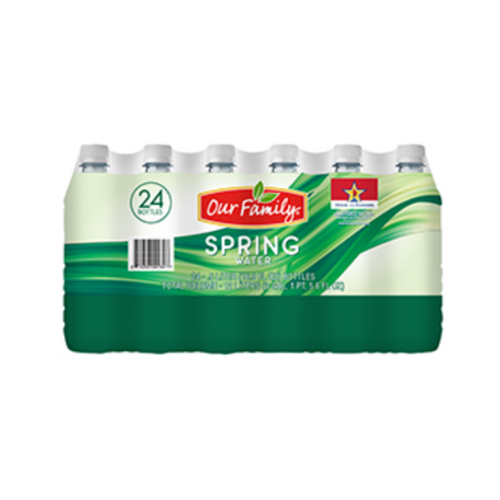 Our Family Spring Water 16.9fl oz 24 bottles  84 ct Pallet