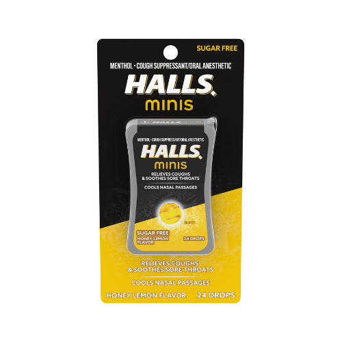 Halls Minis Honey Lemon Flavor 24 Cough Drops