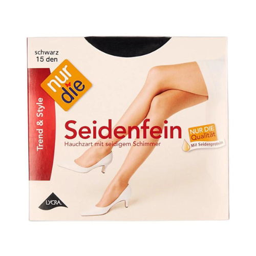 Nur Die Black Seidenfein 15 Denier Reinforced Toe Nylons Size L