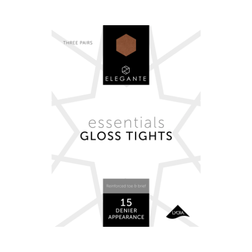 Elegante Essential Gloss Bronze Glow Tights 3 Pairs w/ Gusset Size Large