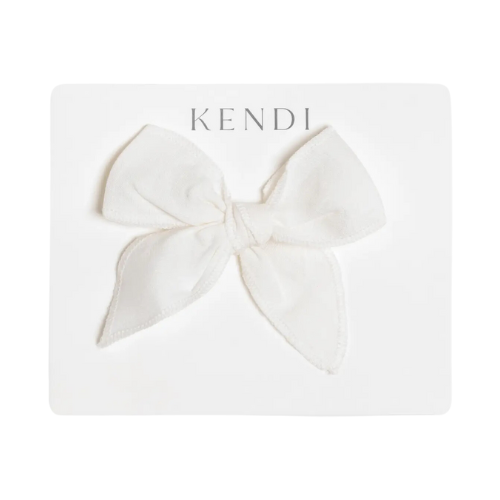 Colored Organics Baby Linen Bow Clip - Coconut