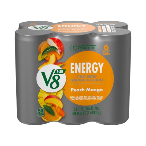 V8 +Energy Peach Mango Energy Drink 8fl oz x 6pk