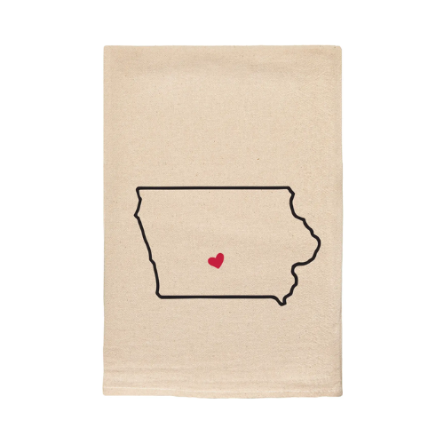 Iowa Love My State Kitchen Tea Towel with Heart Pin