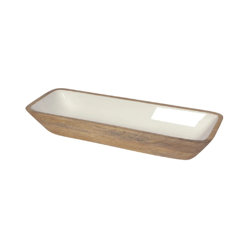 White Mango Wood Rectangle Bowl