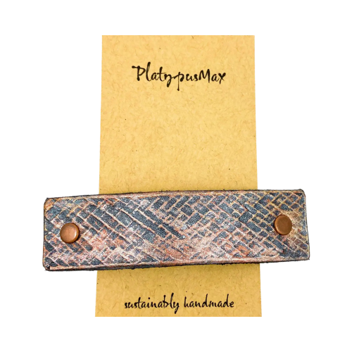 Bronze Weave Textured Medium Leather Hair Barrette