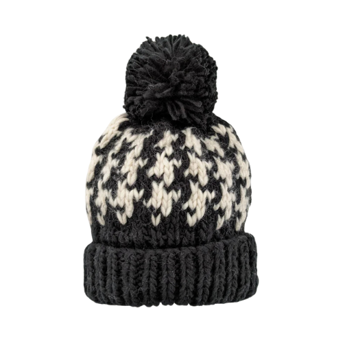 Huggalugs Houndstooth Beanie Black XL (Adult)