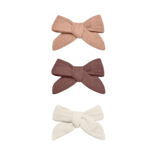 Bow Clip Set 3-Pack Rose, Plum, Natural