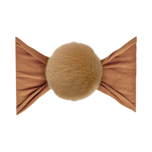 LUXE FUR POM Headband Camel