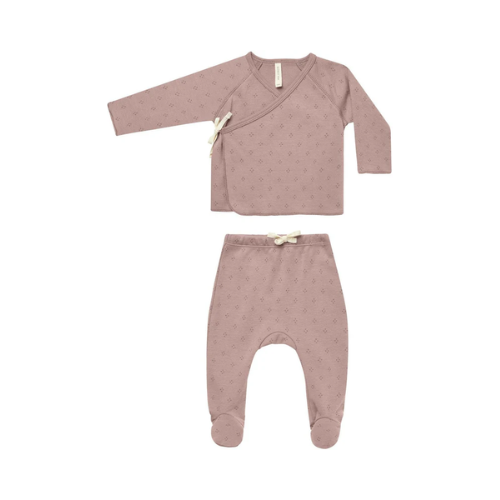 Wrap Top and Footed Pant Set Dotty 0-3M