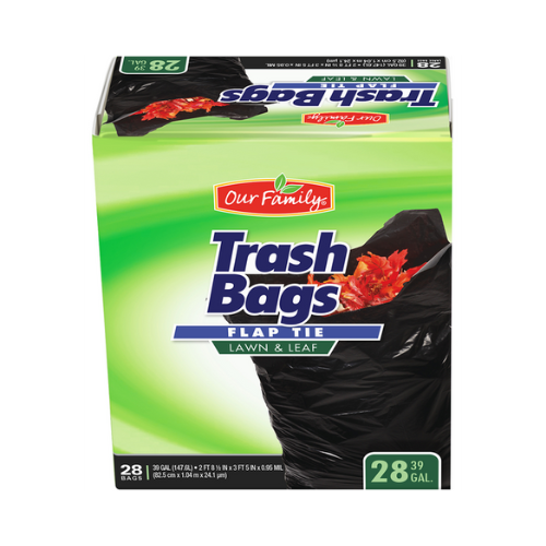 Our Family Flap Tie Lawn & Leaf Trash Bags 39 Gallon 28ct