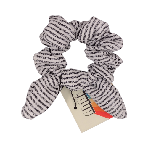 Charcoal Striped Scrunchie