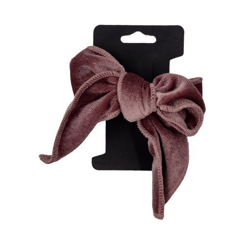 Edged Velvet Bow Alligator Clip/Mauve