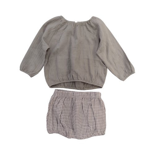 QM Cinch Long Sleeve Tee & Bloomer 12-18M