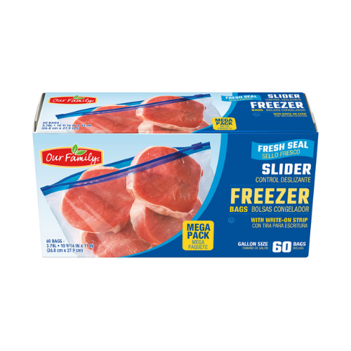 Our Family Slider Freezer Gallon Bags 60ct