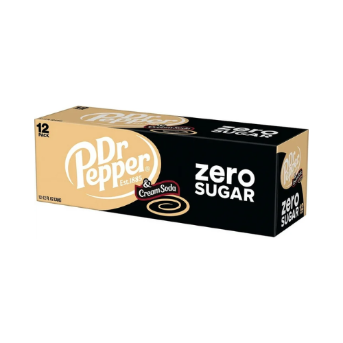 Dr Pepper and Cream Soda Zero Sugar Cans 12fl oz x 12 pk