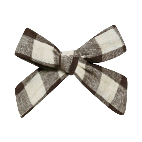 Girl Bow Charcoal Check