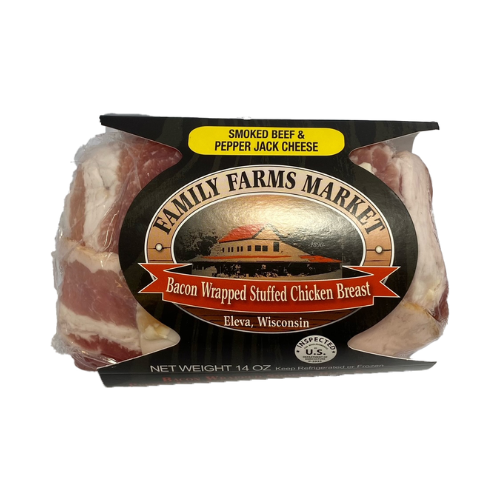 Family Farms Smoked Beef & Pepperjack Bacon Wrapped Chicken Breast Fresh 14oz