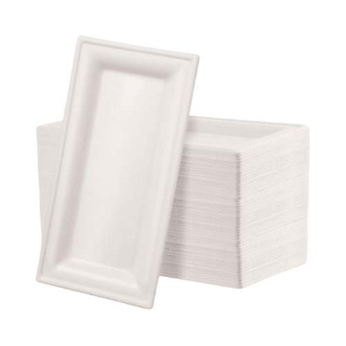 Hotop White Disposable Rectangle Plates 50ct