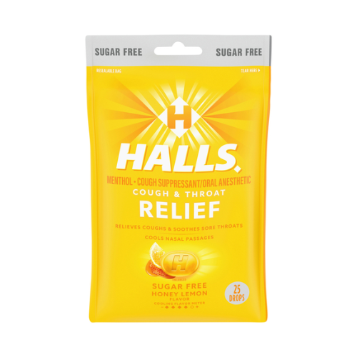 Halls Cough Drop Sugar Free Honey-Lemon -25 ct.