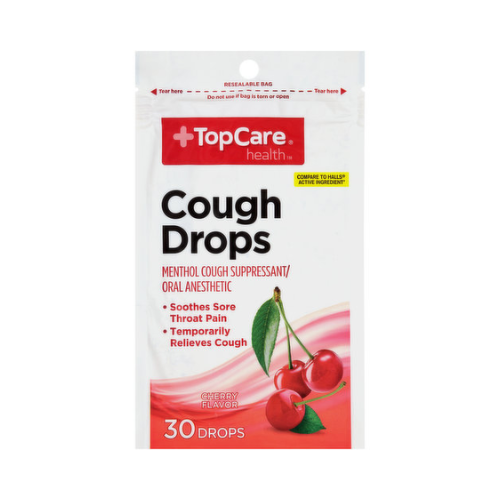 TopCare Mentho Cough Drops Cherry 30ct