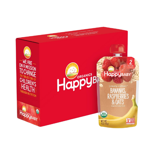 Happy Baby Clearly Crafted Banana/Raspberry/Oat Baby Food 4oz x8