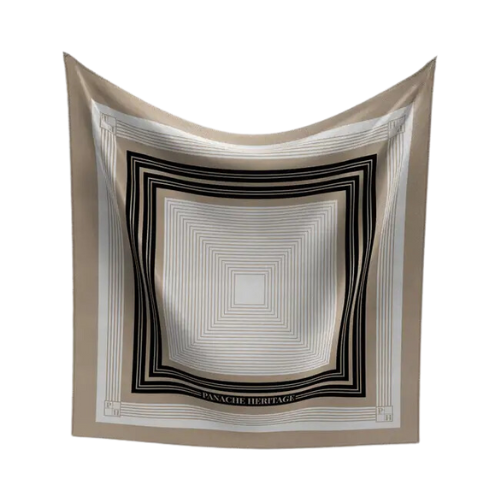 Geometrical Fusion in Beige & Black Scarf