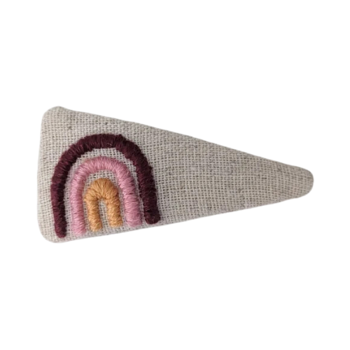 Vivente Embroidered Rainbow Snap Clip Beige