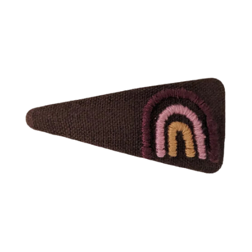 Vivente Triangle Embroidered Rainbow Snap Clip Brown