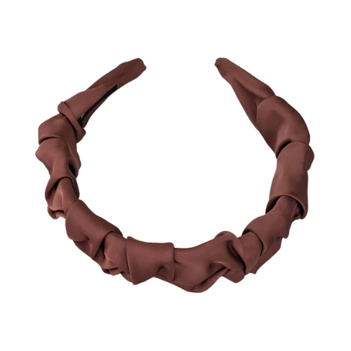 Vivente Satin Twisted Wave Headband Amber Brown