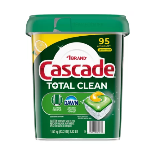 Cascade Total Clean ActionPacs Dishwasher Detergent Pacs Lemon Scent 95ct