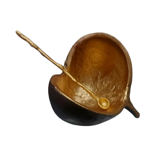 Brown & Gold Pod Bowl with One 4" Gold Spoon