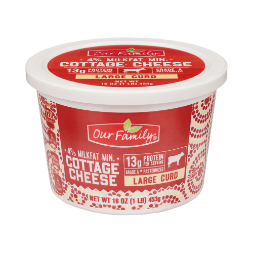 Our Family 4% Milkfat Cottage Cheese Large Curd 16oz