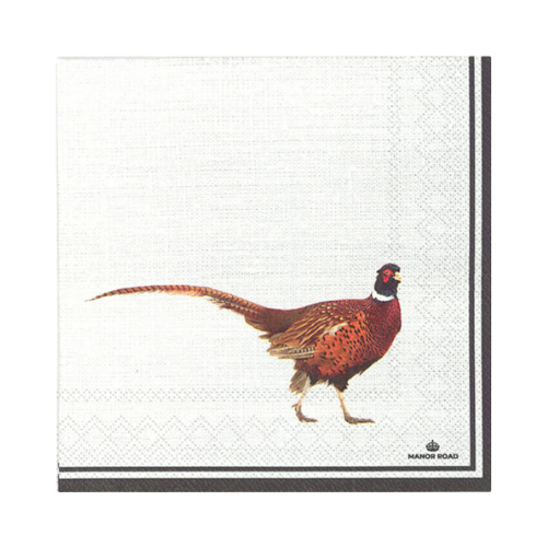 Manor Road Pheasant Cocktail Napkin 20pk