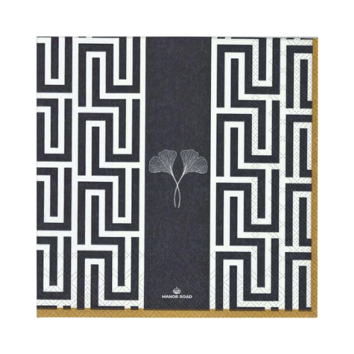 Manor Road Gingko Navy Dinner Napkins 20pk