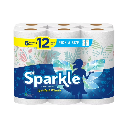 Sparkle Printed Pick-A-Size Double Roll Paper Towel 6ct