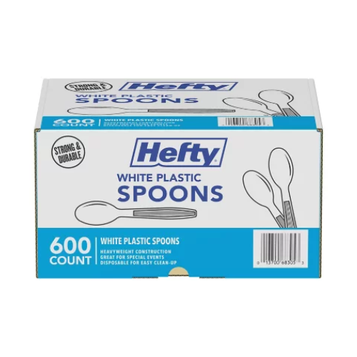 Hefty White Heavy Duty Plastic Spoons 600pk