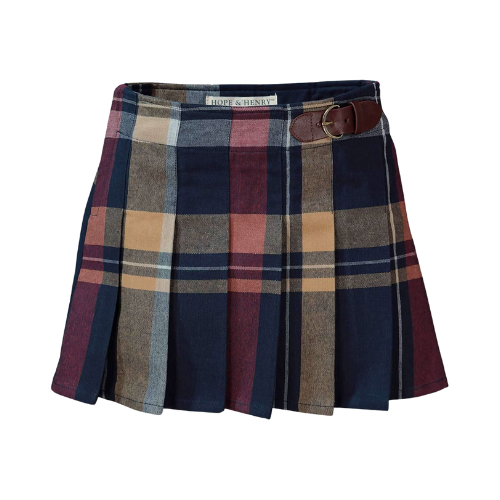 Organic Pleated Skirt with Buckle Detail 4Y