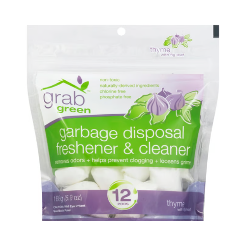 Grab Green Garbage Disposal Thyme with Fig Leaf Freshener & Cleaner Pods 12ct