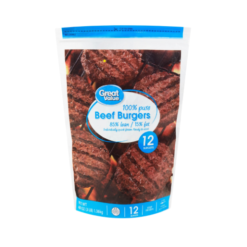 Great Value 85% Beef Burger 12ct 48oz