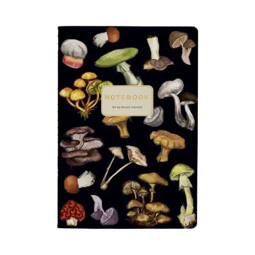 Mushrooms on Black Notebook