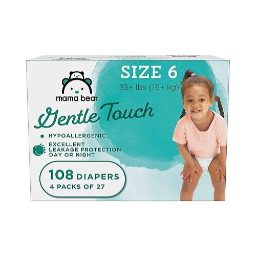 Mama Bear Gentle Touch Diapers Size 6 White 108ct