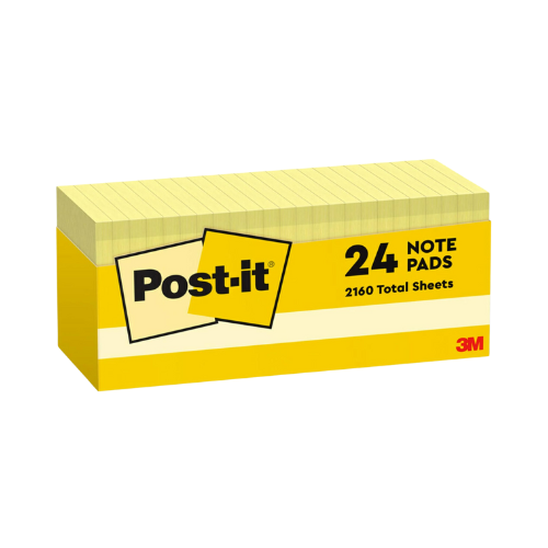 Post-it Notes 3" x 3" Canary Yellow 90ct x 24 pads  2160 Total