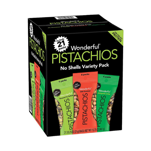 Wonderful Pistachios No Shells Variety Pack  .75oz x 21ct