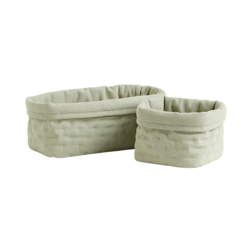 2-Pack Quilted Storage Baskets Sage Green