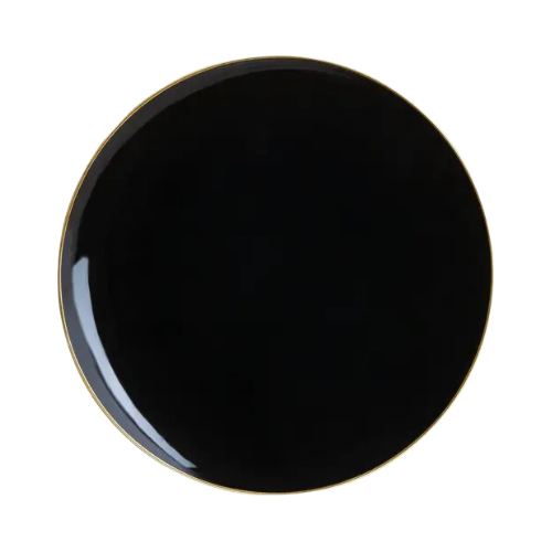 Round Black - Gold Plastic Plates 7.25" 10pk