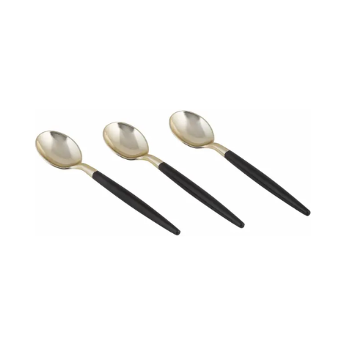 Black and Gold Plastic Mini Spoons 20pk