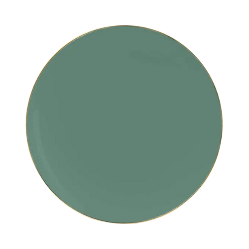 Round Sage Green-Gold Plastic Plates 7.25" 10pk