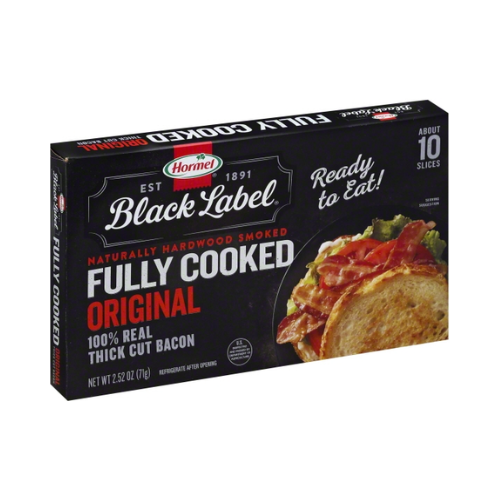 Hormel Black Label Fully Cooked Original Bacon Slices About 10 slices 2.5oz