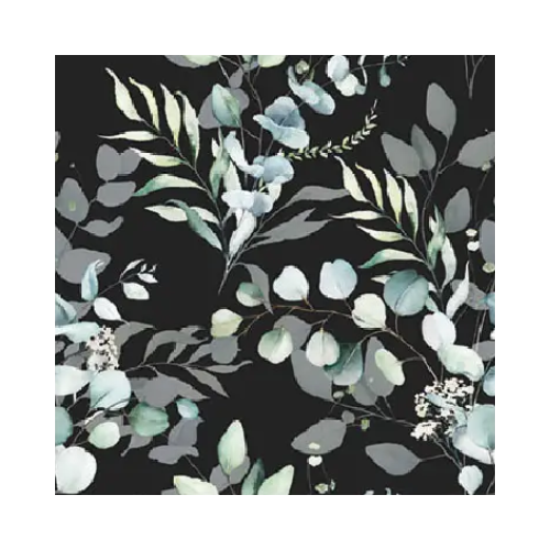 Eucalyptus All Over Black Cocktail Napkin 20ct