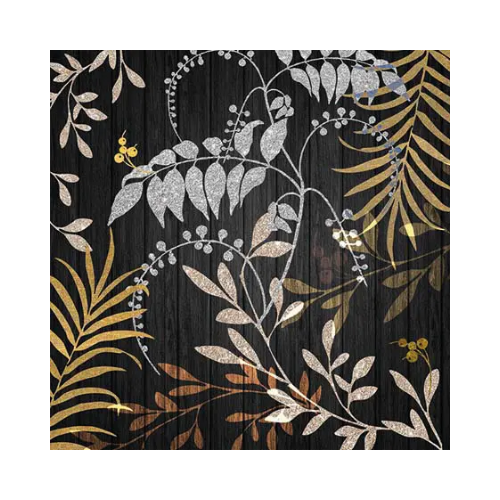 Luxury Leaves Black Cocktail Napkin 20ct